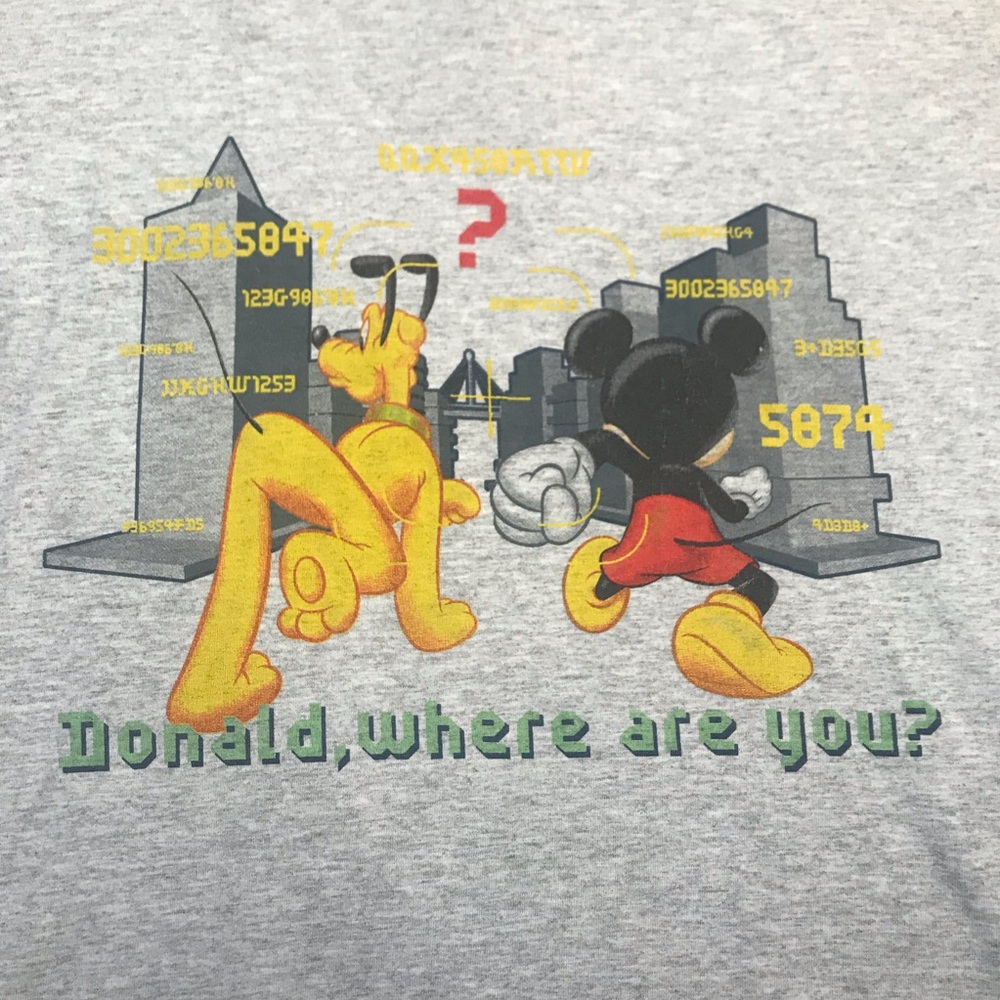 Vintage Walt Disney Mickey & Pluto T Shirt Size Large